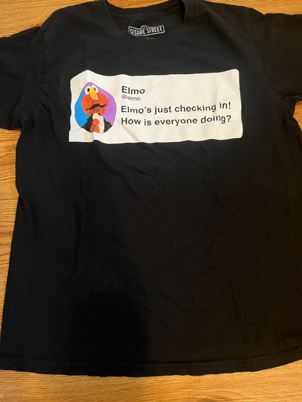 Sesame Street Elmo Graphic Tee - Black with Red and Purple Accent